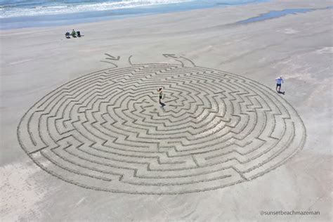 Sunset Beach Maze Man Experience Larger Than Life Sand Mazes