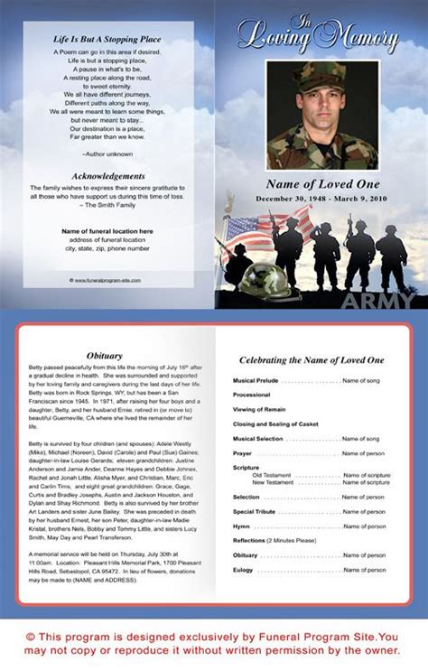 Military Funeral Program Template Free