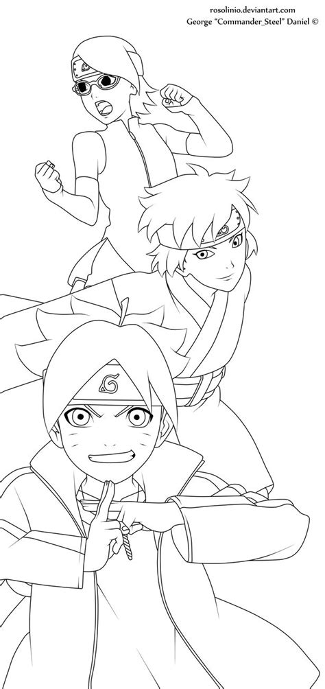 Boruto Mitsuki And Sarada Lineart By Rosolinio On Deviantart Naruto