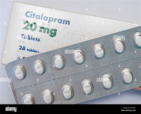 20mg citalopram antidepresivo tabletas y packet mostrando brail fotografía de stock alamy