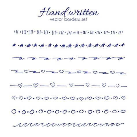 Big Set Hand Drawn Line Borders Scribble Strokes Design Elements Stock