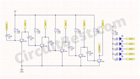 Simple 5 Led Chaser Circuit With Bc549 Transistor Circuitbest