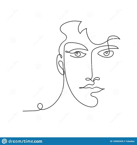 Portrait Of Man One Line Drawing Stock Vector