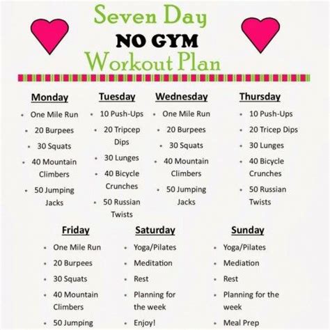 Check out my 12 week workout bundle! Diary of a Fit Mommy s 7 Day NO GYM Workout Plan | Diet ...