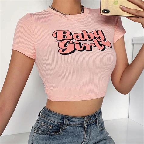 Basic Baby Girl Tee T Shirt Kawaii Barbie Crop Top Kawaii Babe