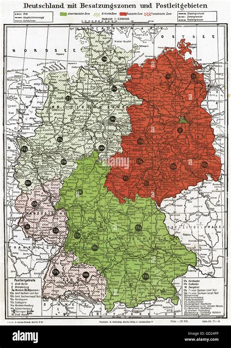 Kartographie Karten Deutschland Alliierte Besatzungszonen Und