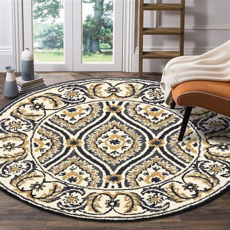Lr Home Dazzle Gray And Blue 6 Ft Ogee Medallion Indoor Round Rug