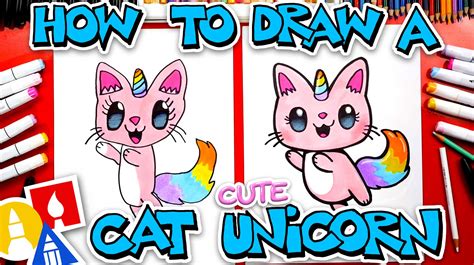 How To Draw A Cute Cat Unicorn With Colored Pencils