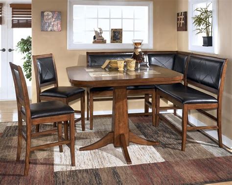Give your dining room a charming place to gather with the east west furniture dublin 5 piece drop leaf dining. Dining Room Table Corner Bench Set Ashley Crofton | Ideas ...