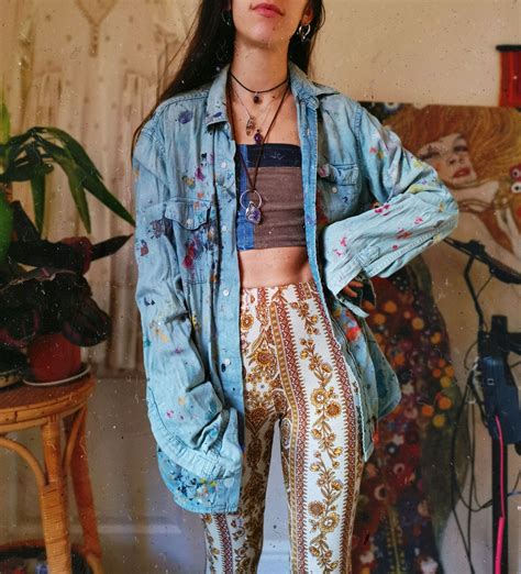 Art Girl Aesthetic Hippie Flares Painted Denim Boho Bedroom In 2021