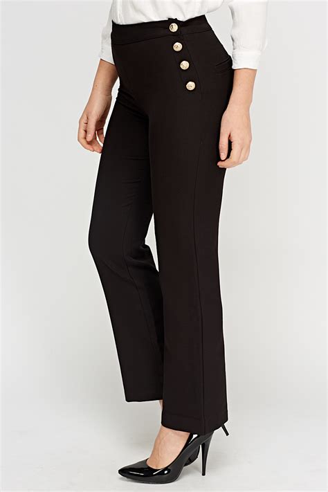 Button Side Straight Leg Trousers Just 7