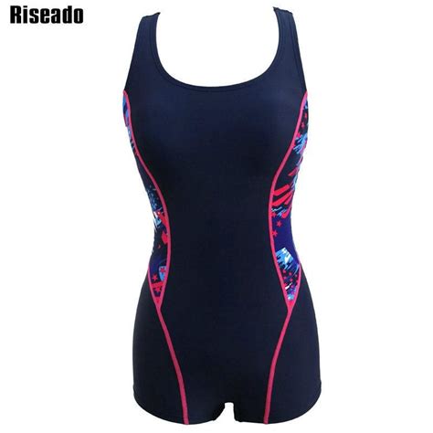 Riseado Sport Suits One Piece Swimsuit Patchwork Swimming Suit For