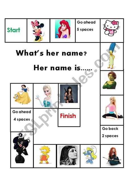 Whats Her Name Game ESL Worksheet By Levandin