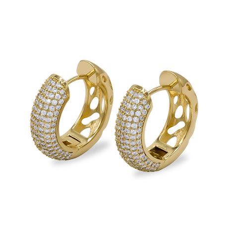 BéBérlini Huggie Hoop Earrings Cubic Zirconia 14K Gold Filled Fashion