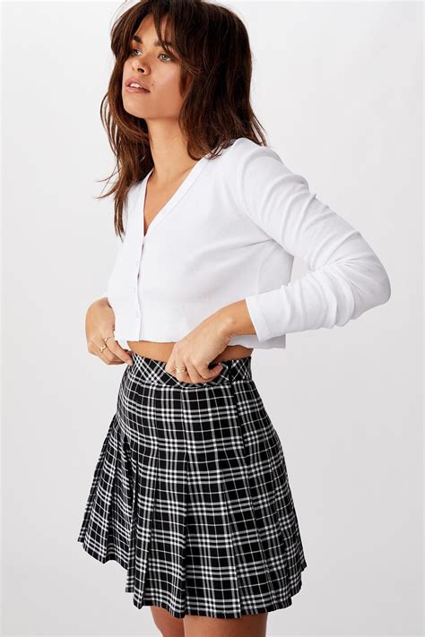 Pleated Skirt Black White Check 1 Factorie Skirts