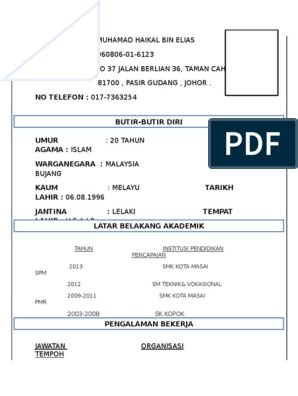 Cara membuat cv lamaran kerja. Cara Buat Resume Kerja Kilang