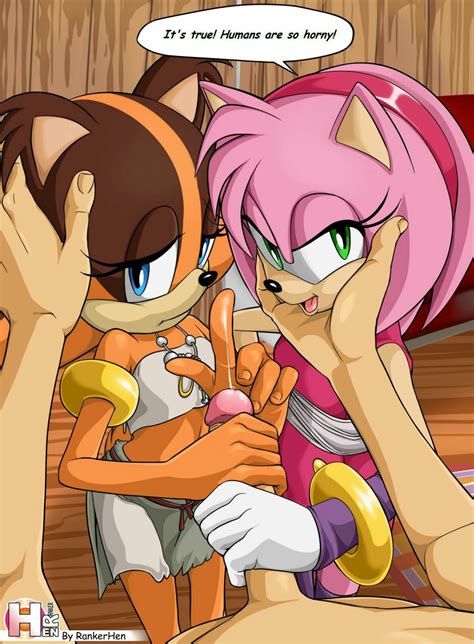 Rule 34 Amy Rose Blue Eyes Green Eyes Hand On Penis Handjob Human On Anthro Looking Pleasured