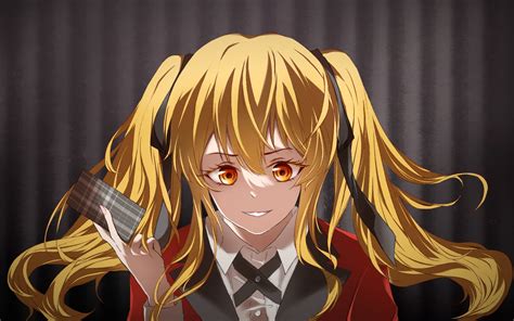 Blonde Solo Anime Anime Girls Kakegurui Saotome Meari Twintails