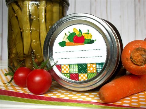 Country Quilt Vegetable Canning Jar Labels Cute Printed Round Veggie Mason Jar Stickers Salsa
