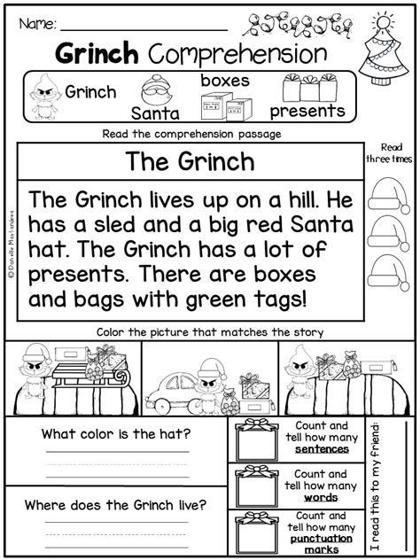 1st Grade Christmas Reading Comprehension Worksheets Kidsworksheetfun