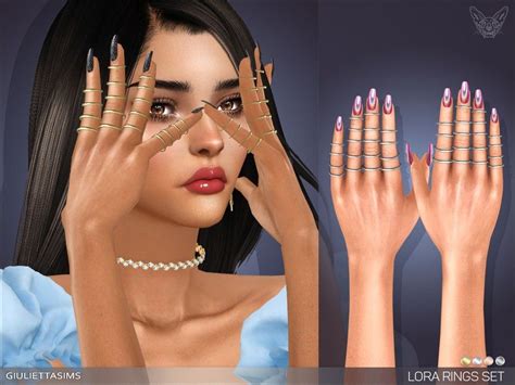 Feyonas Lora Rings Set Sims Sims 4 Sims 4 Piercings