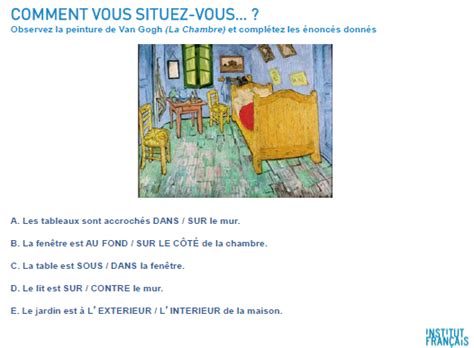 La chaise de vincent avec sa pipe. Dossier FLE Situation spacio-temporelle - Classes du ...