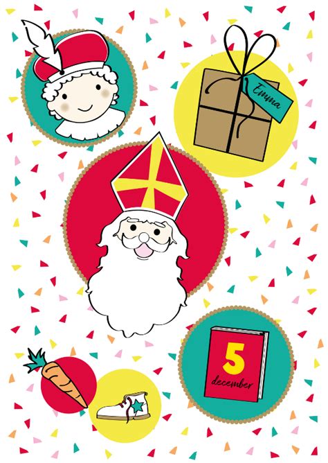 Sinterklaas En Piet In Cirkels Op Vrolijke Kaartje2go
