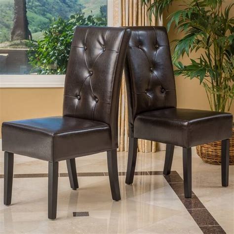 Taylor Brown Bonded Leather Dining Chair Set Of 2 By Christopher