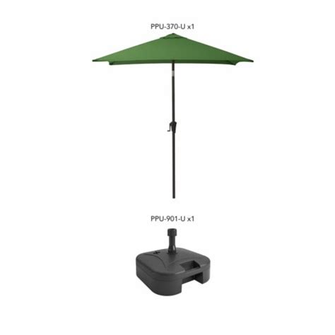 Corliving Square Tilting Forest Green Fabric Patio Umbrella With Base