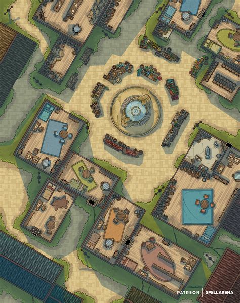 Town Market Battlemap Fantasy City Map Fantasy World