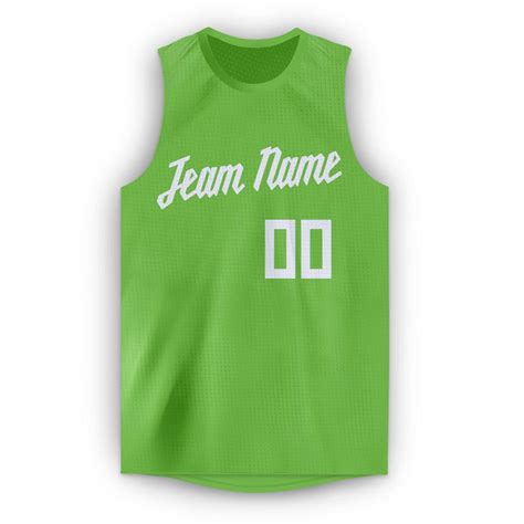 Custom Neon Green White Round Neck Basketball Jersey Fiitgshop