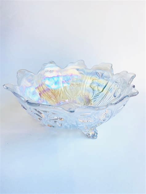 Vintage Iridescent Depression Glass Bowl Vintage Glass Etsy