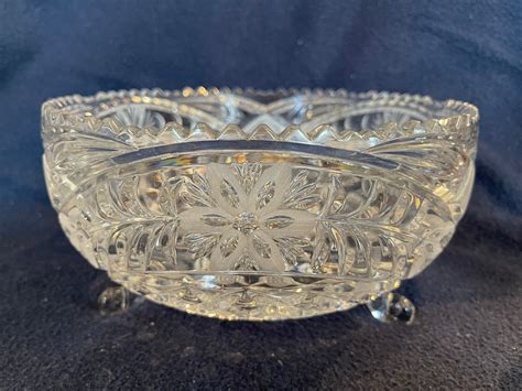 Vintage Lead Crystal Cur Glass Bowl Etsy