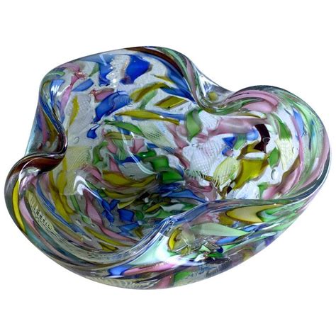 Signed Decorative Folded Art Glass Bowl By Avem Italy 1950 Art Glass Bowl Glass Art Glass Bowl
