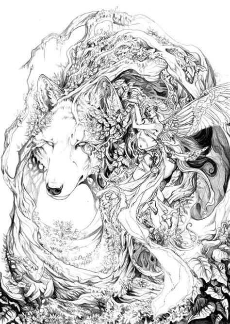 Fantasy Wolf Printable Wolf Coloring Pages For Adults Moto Allegro