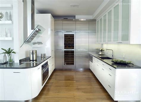 White Galley Kitchen With Wine Chiller Luxury Kitchen Design Luxury
