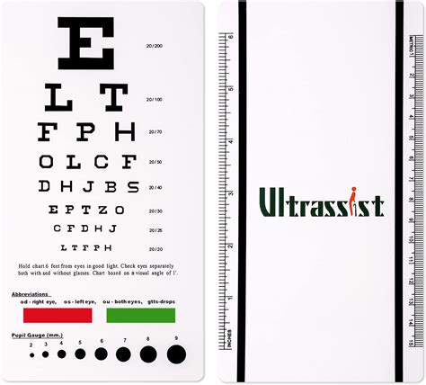 Ultrassist Snellen Eye Chart Gráfico De Prueba Ocular De Tamaño De