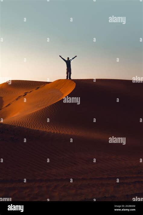 Happy Man In Desert Stock Photo Alamy