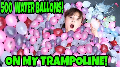 500 Water Balloons On My Trampoline Extreme Water Balloon Challenge