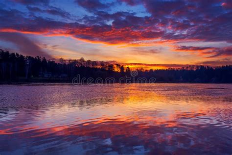 Beautiful Morning With Rising Sun And Colorful Sky Stock Photo Image