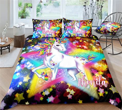 Personalized Custom Sparkling Star Unicorn Bedding Set Unilovers