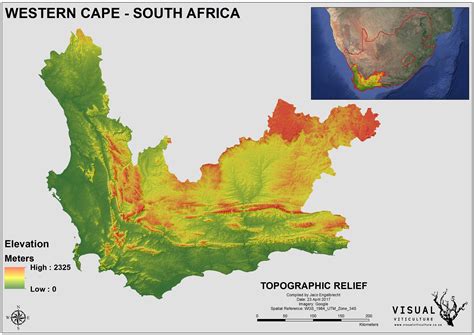 Western Cape Topographic Relief Map Visual Viticulture