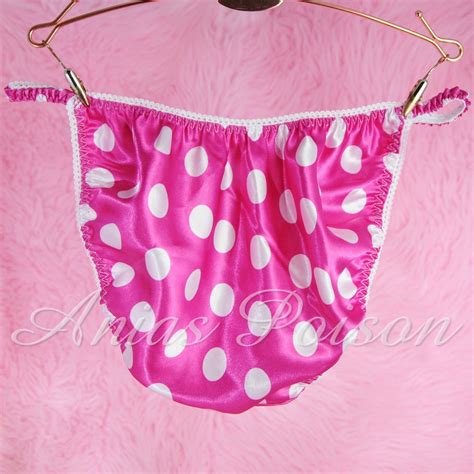 Vtg Style Satin Shiny Wet Look Ladies Sissy Pink Polka Dot Panties String Bikini Ebay