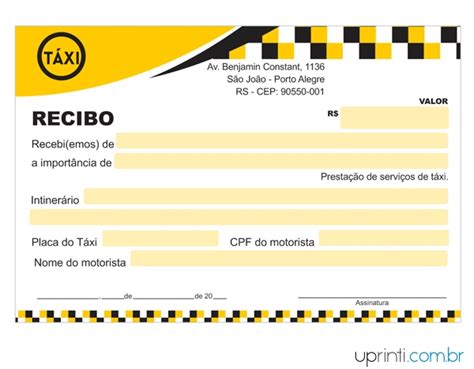 Comprobante De Taxi Para Imprimir Recibo De Táxi Modelos Diversos