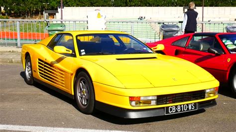 Contemporary diecast cars, trucks and vans. SPA, BELGIUM - SEPTEMBER 27, 2015: Yellow Ferrari Testarossa 1980s Supercar On Display In The ...