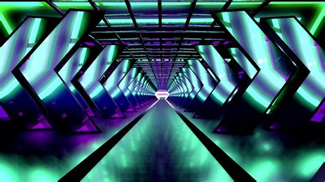 4k Abstract Sci Fi Tunnel Vj Motion Background Neon Light Tunnel