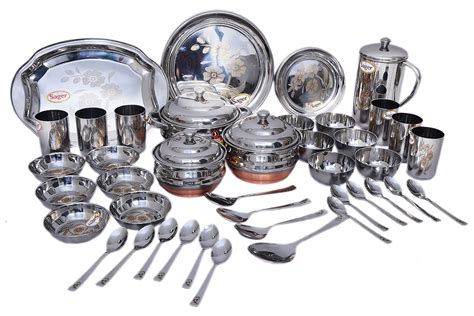 Buy Sager Stainless Steel Dinner Set 51 Pieces Silver Online At Low