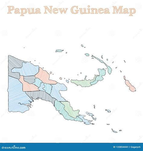 Papua New Guinea Hand Drawn Map Stock Vector Illustration Of Country