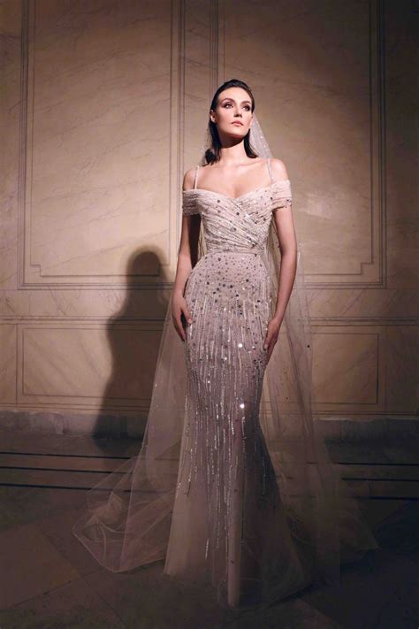 zuhair murad bridal s s 2023 bardot wedding dress column wedding dress classy wedding dress