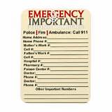 Pictures of Emergency Numbers Refrigerator Magnet